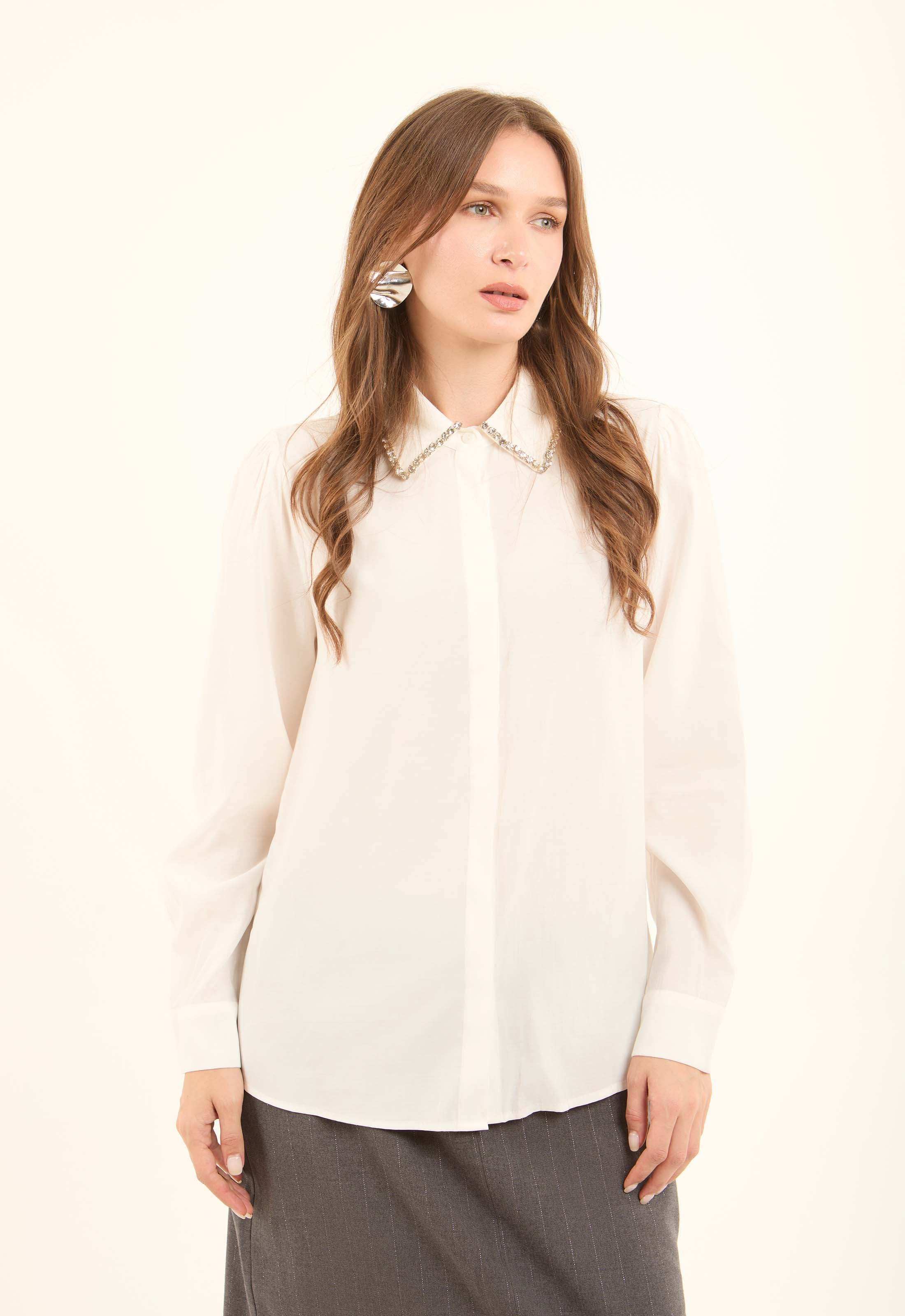 Chain-Detail Rayon Shirt