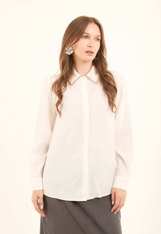 Chain-Detail Rayon Shirt