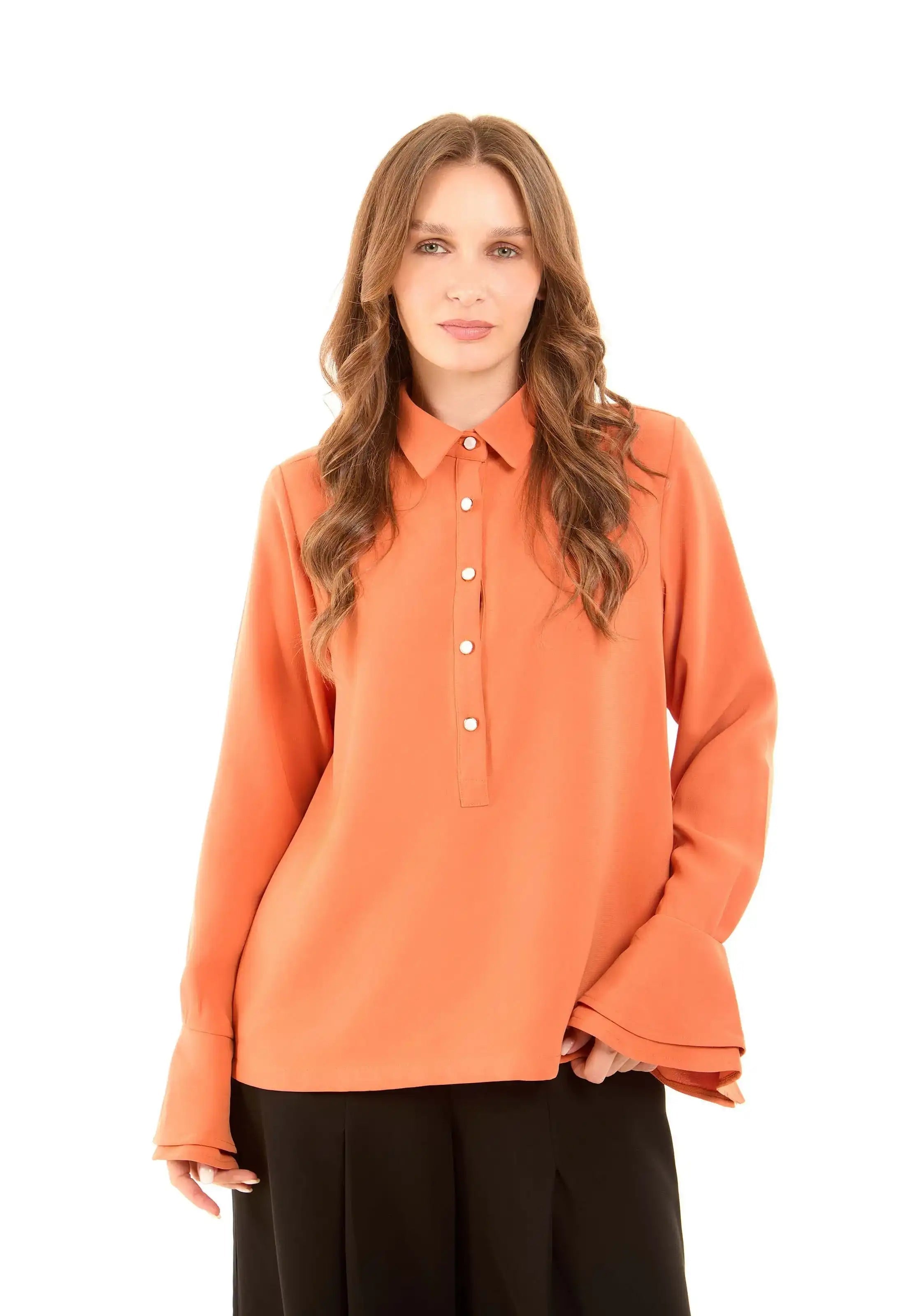 Elegant Satin Draped Blouse