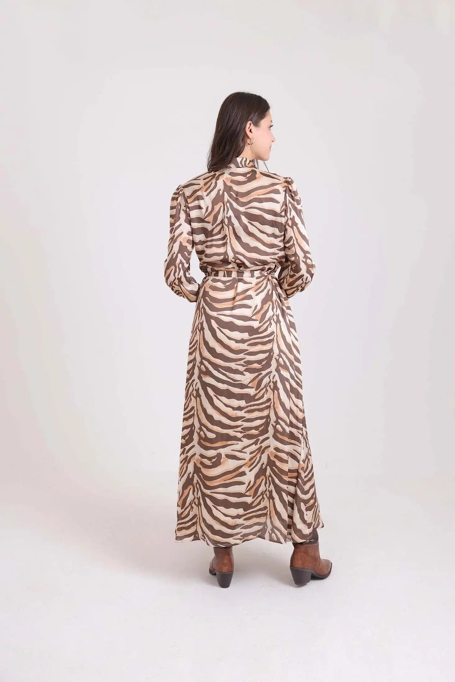 Maxi Zebra Dress with Drawstring Waist