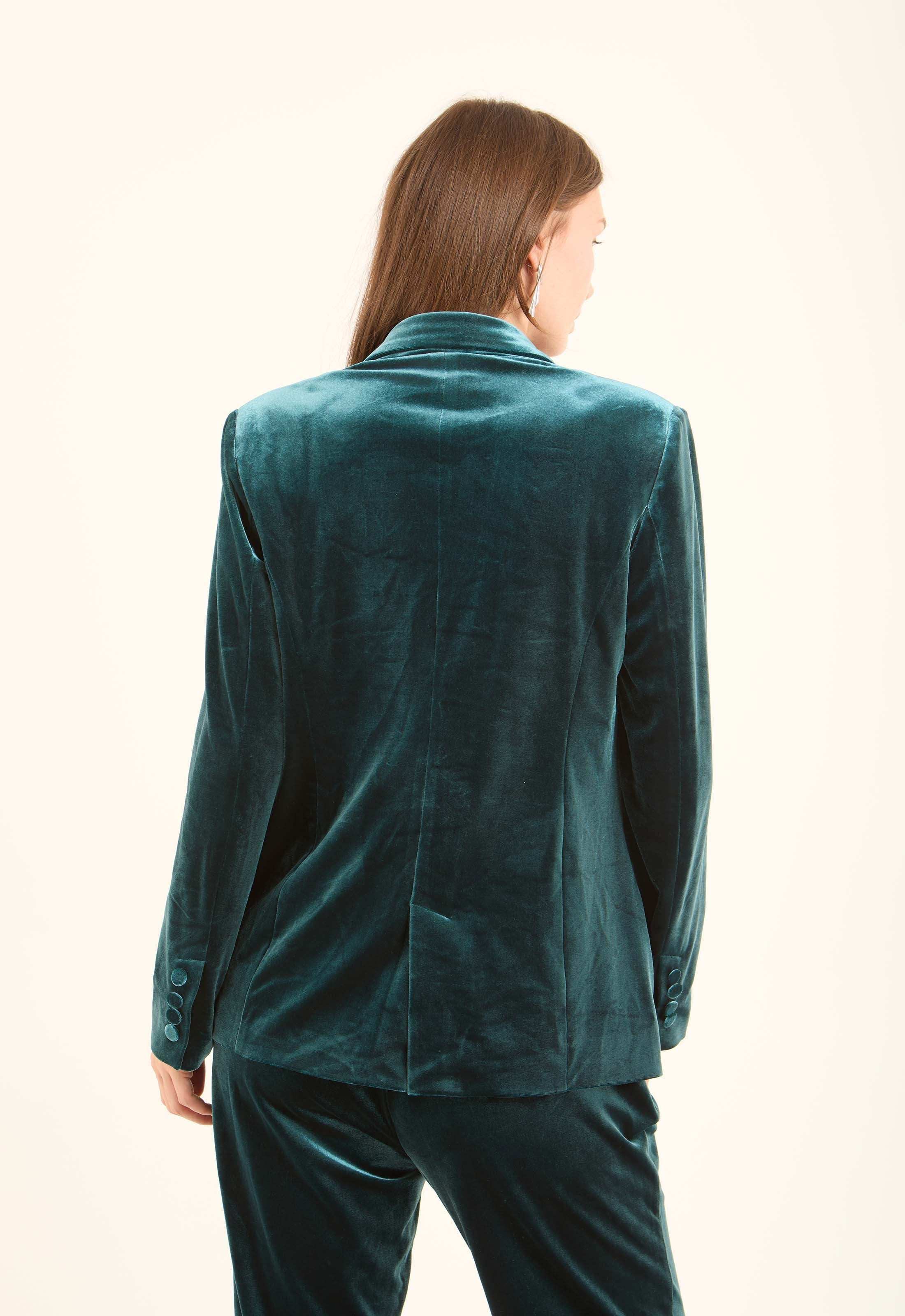 Velvet Single-Breasted Blazer