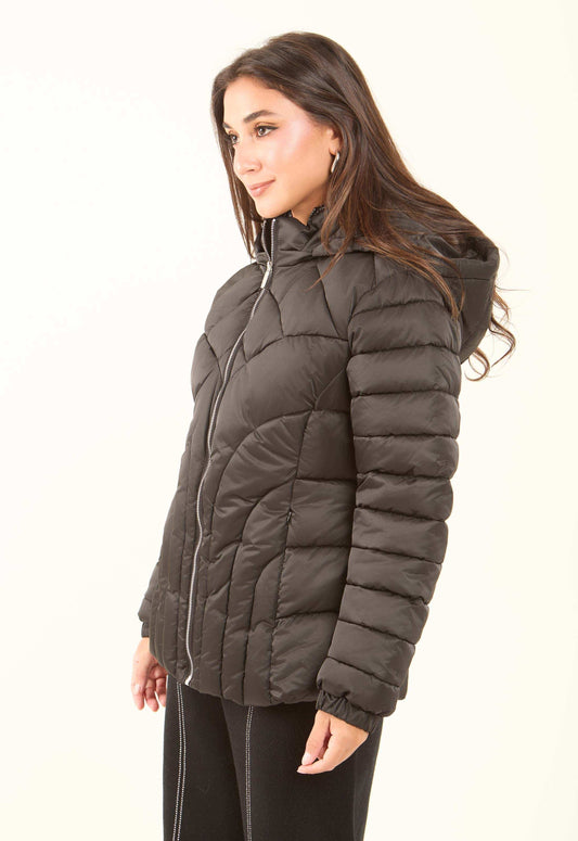 Padded Nylon Hooded Jacket