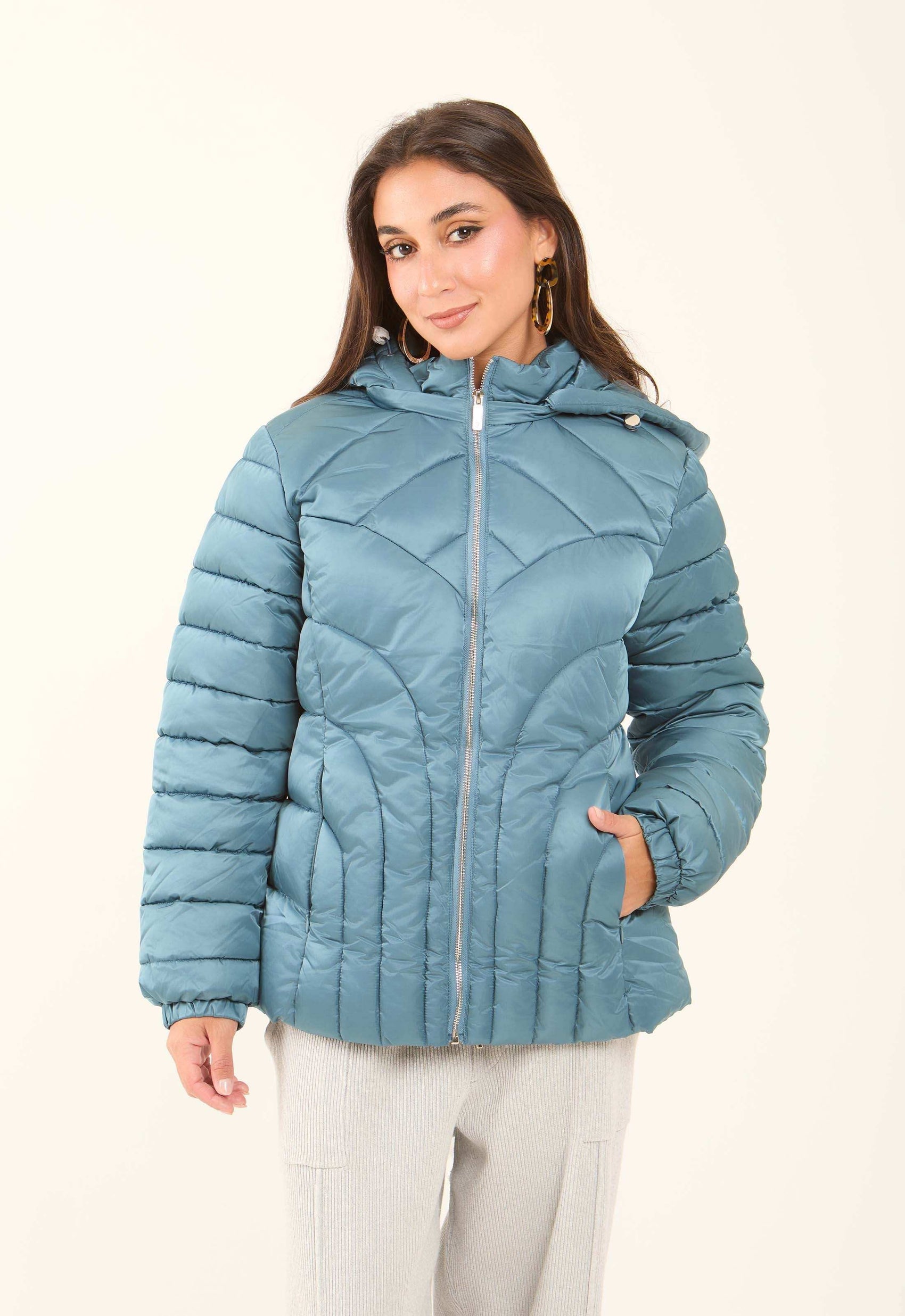 Padded Nylon Hooded Jacket