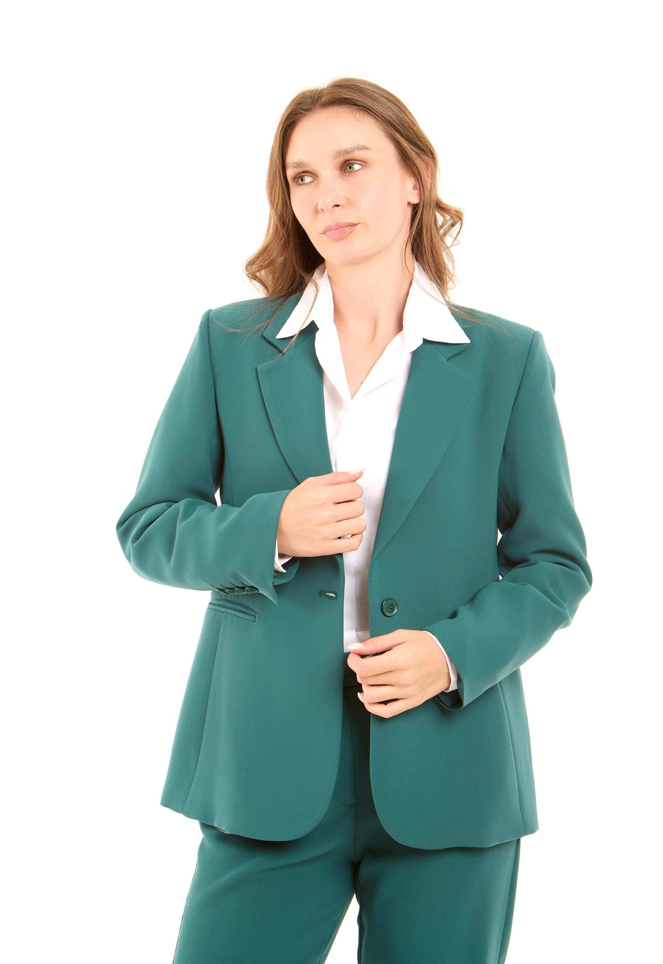 Structured Tailored Polyester Blazer Jacket