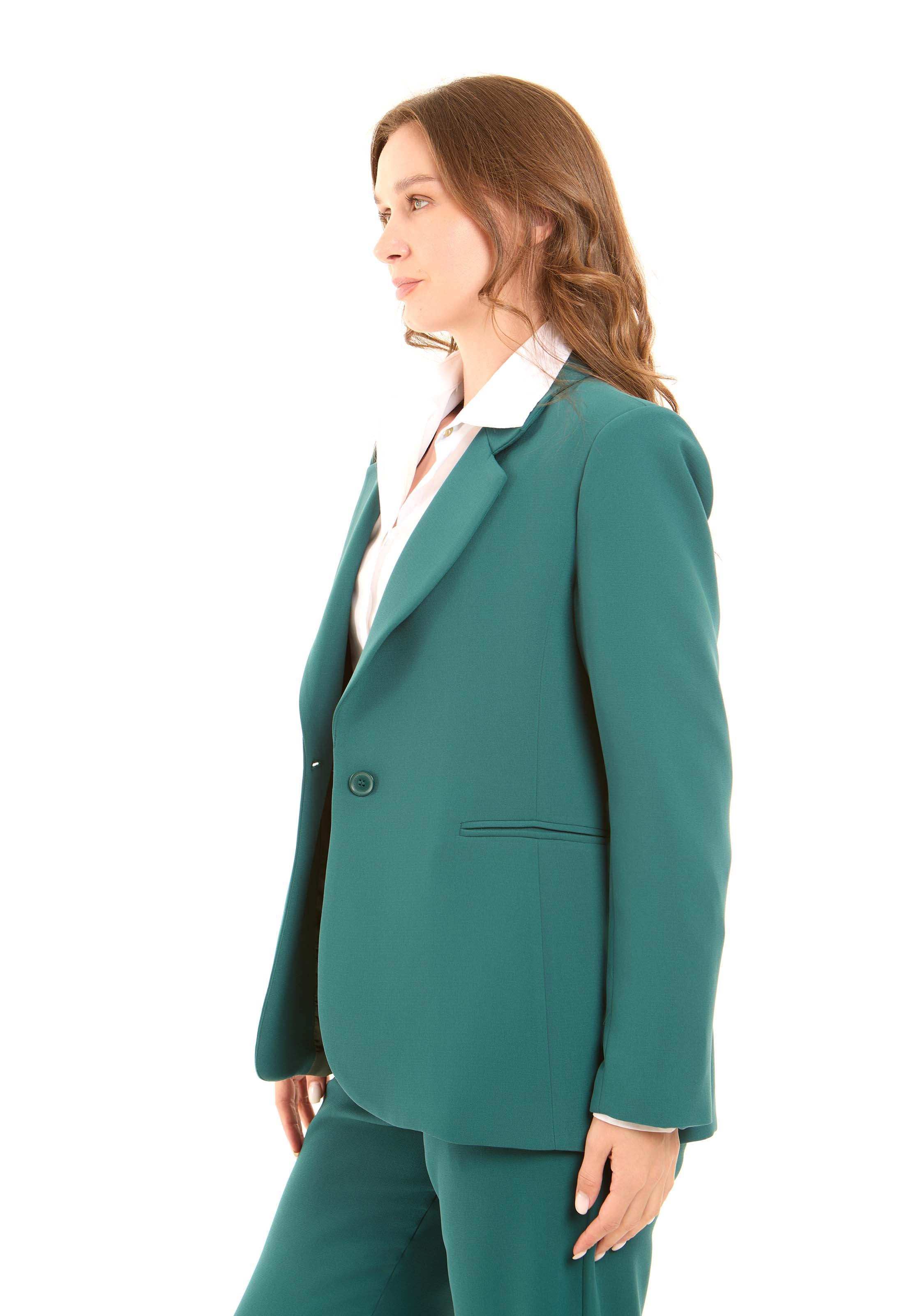 Structured Tailored Polyester Blazer Jacket