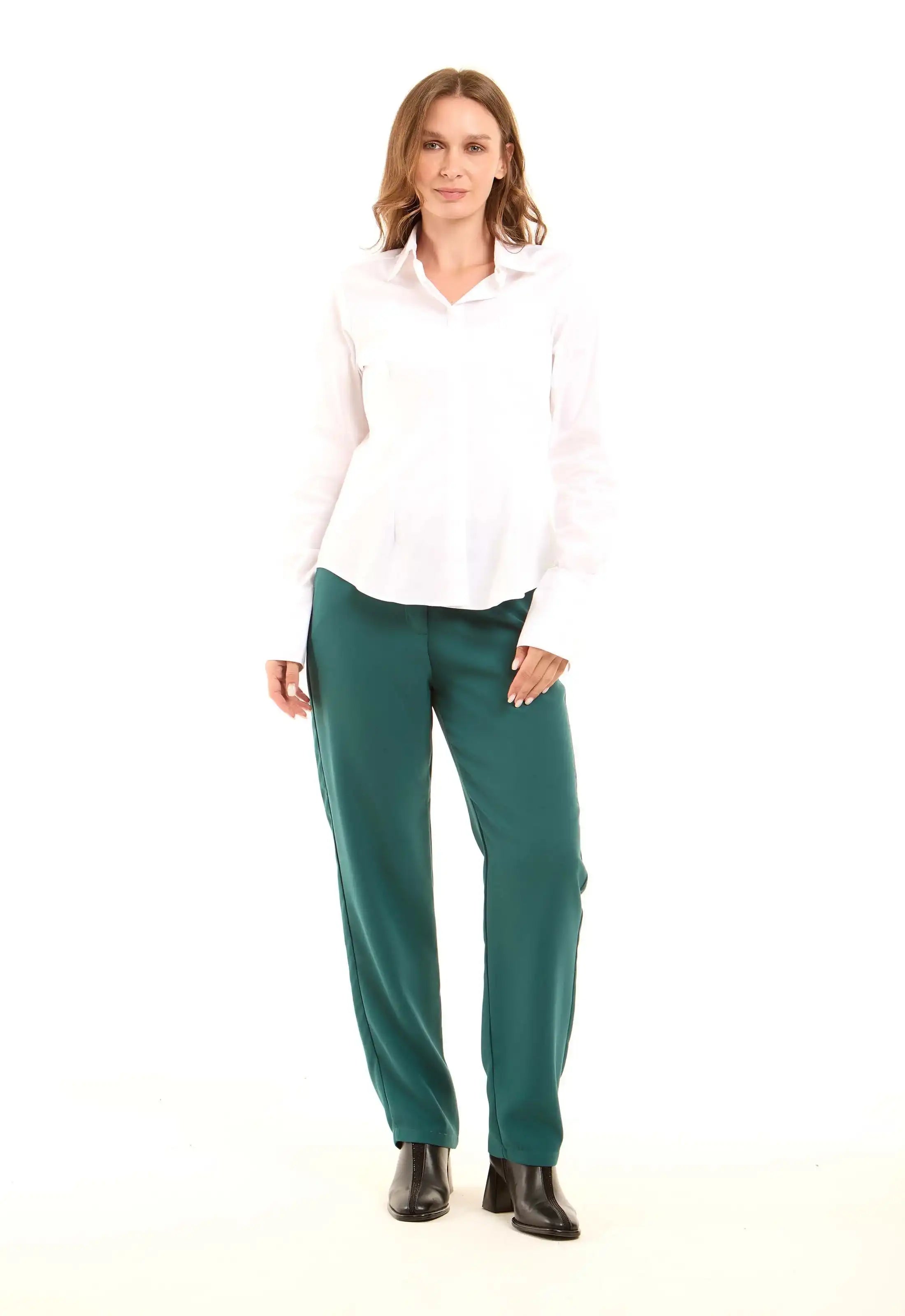 Tailored High-Waist Polyester Pants