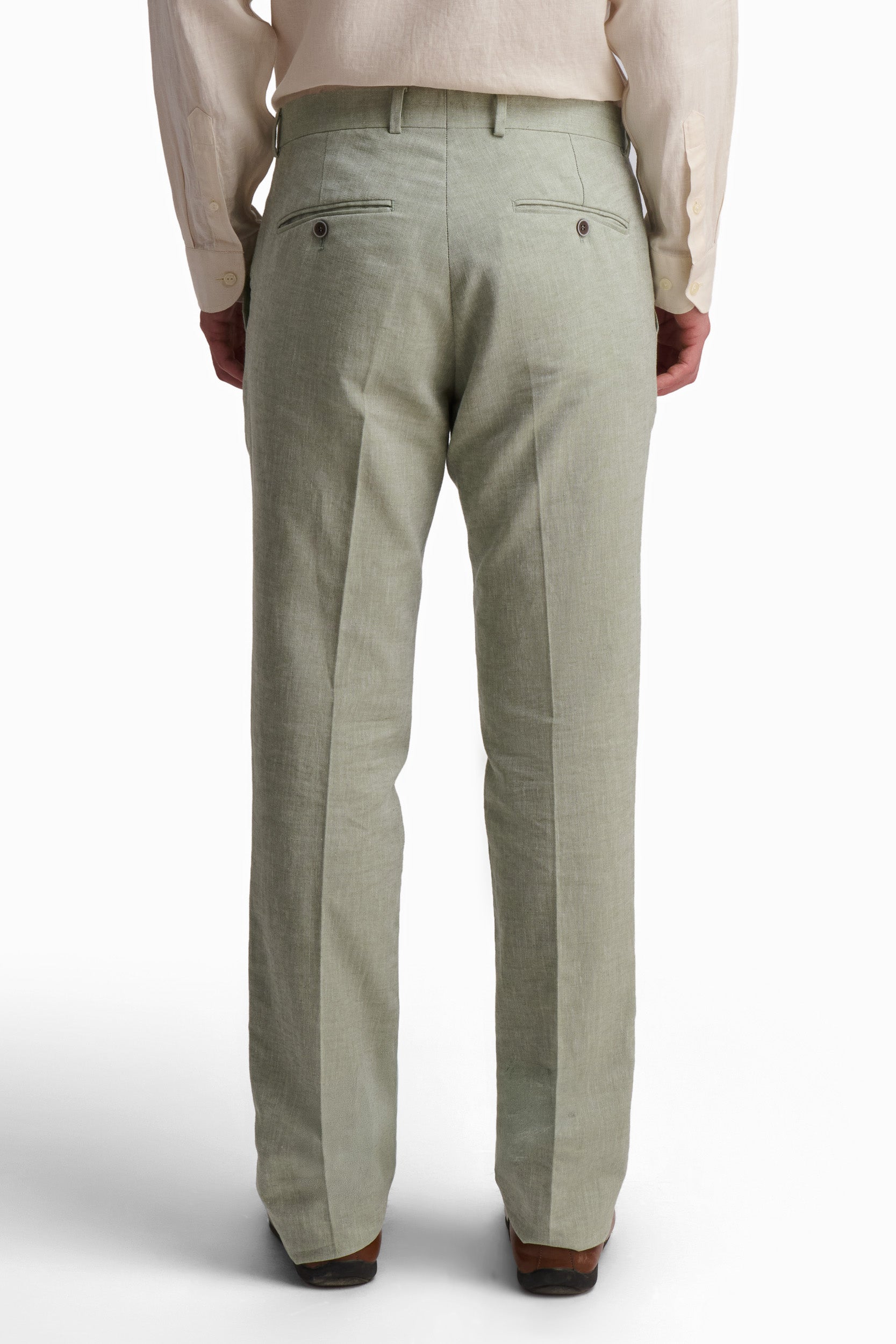 Sage Green Linen-Cotton Suit Pants