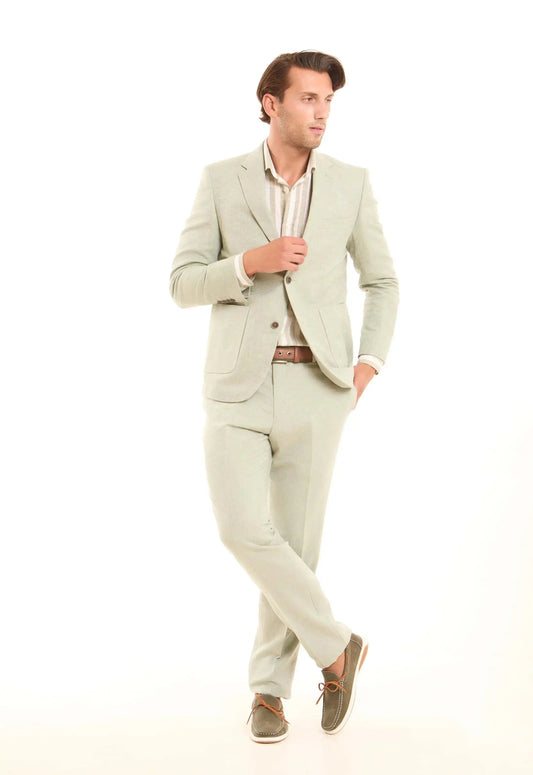 Straight-Leg Linen-Cotton Trousers