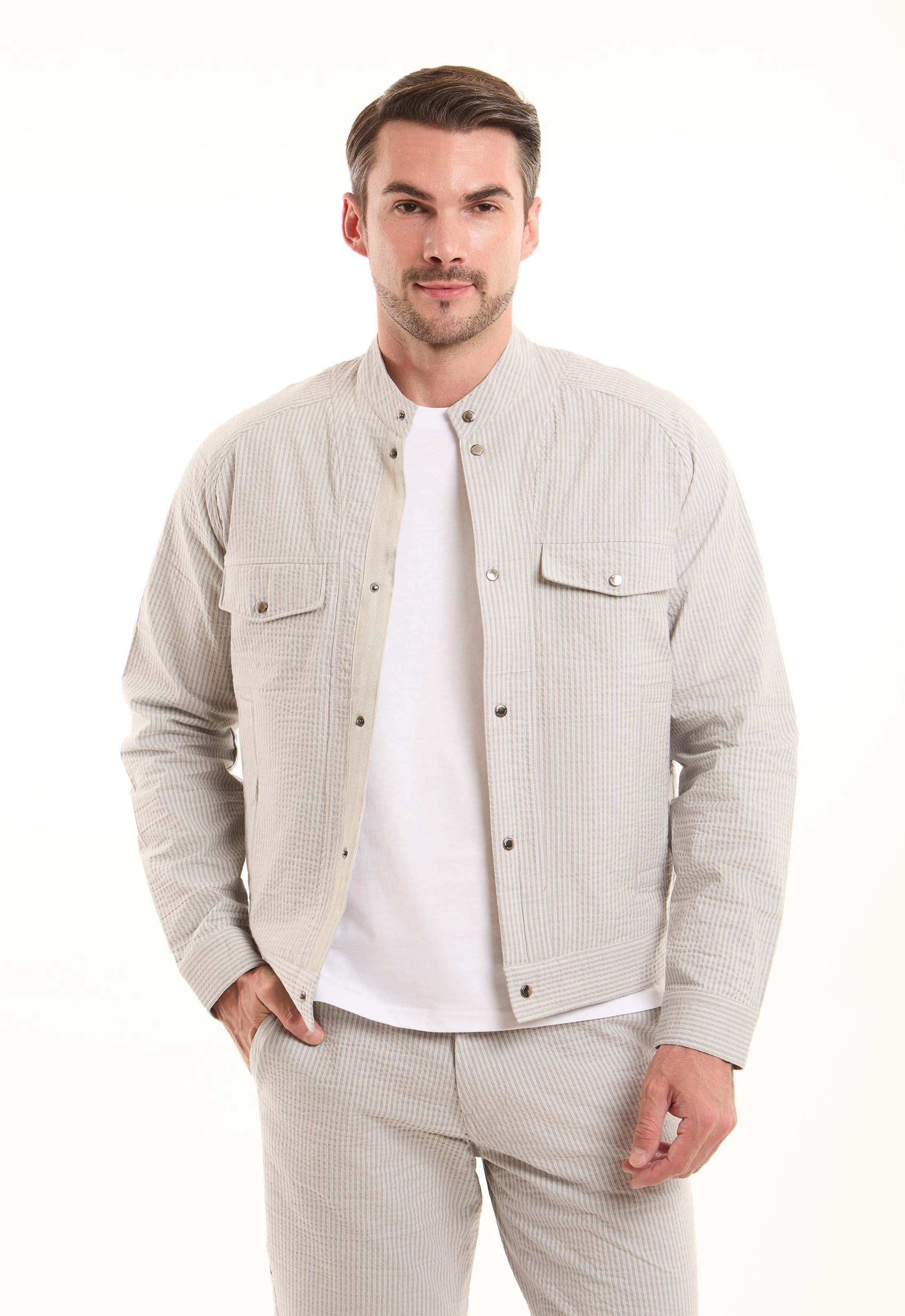 Textured Snap-Front Casual Jacket