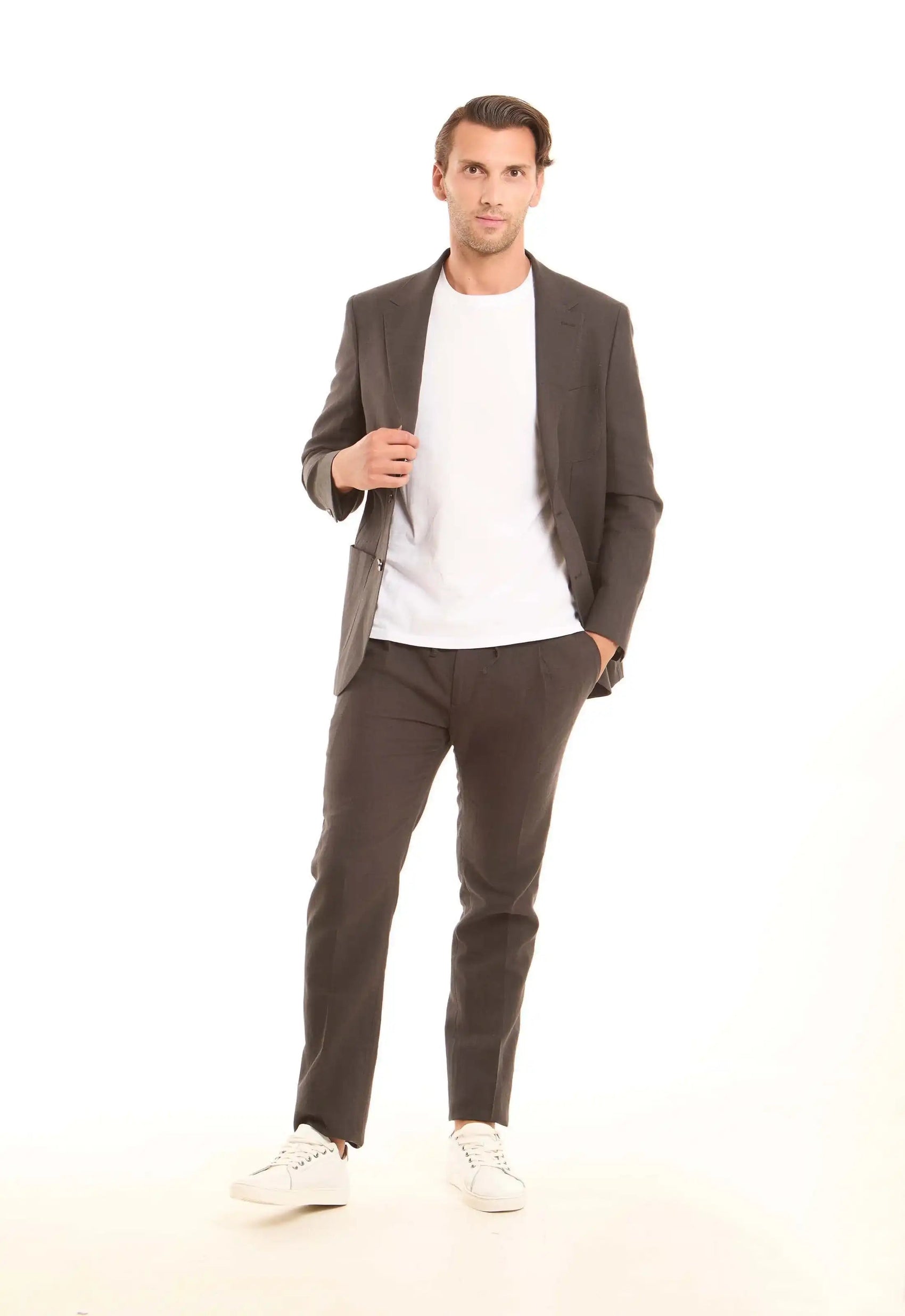 Comfy Linen-Cotton Slim-Leg Trousers