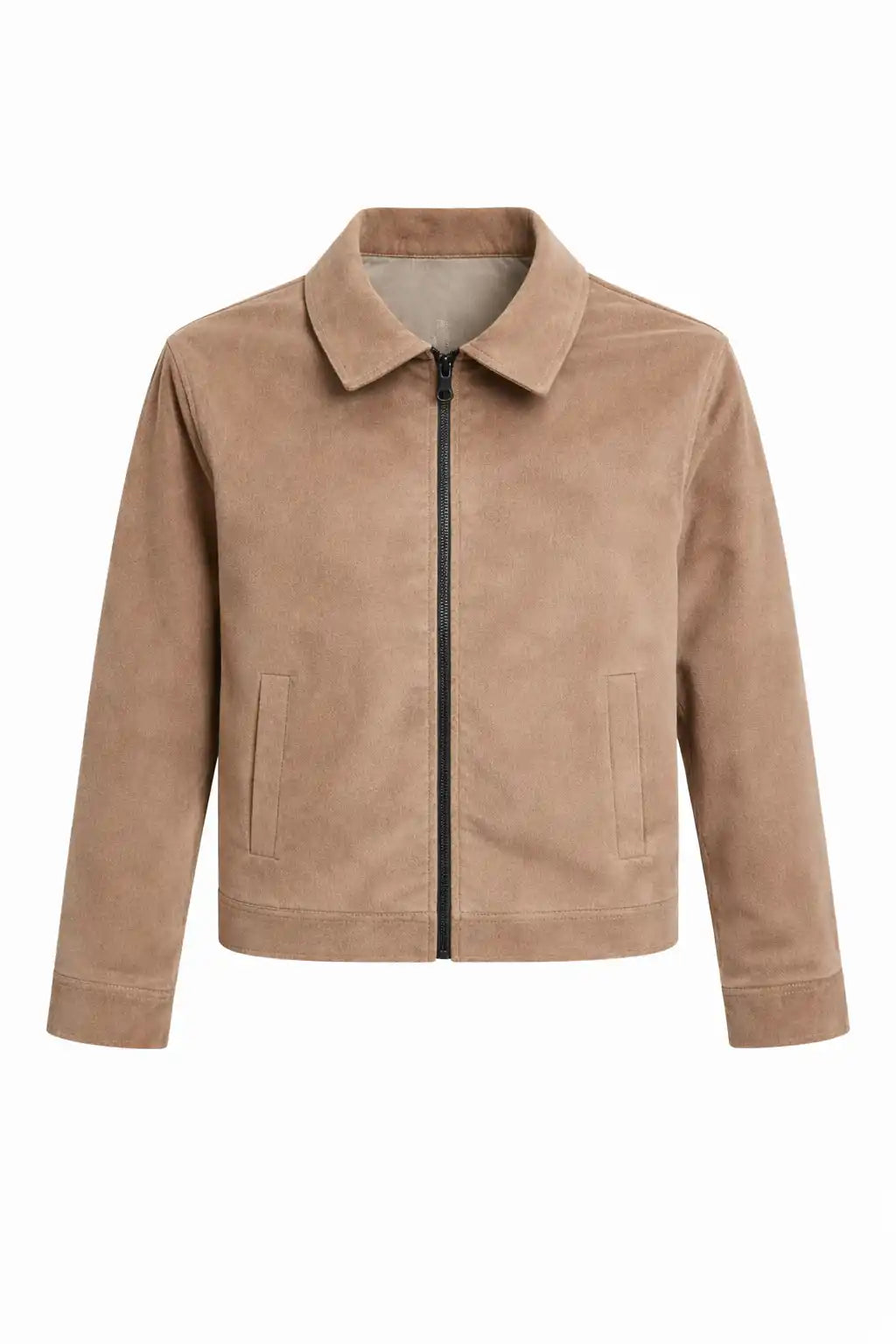 Suede-Texture Zip Jacket