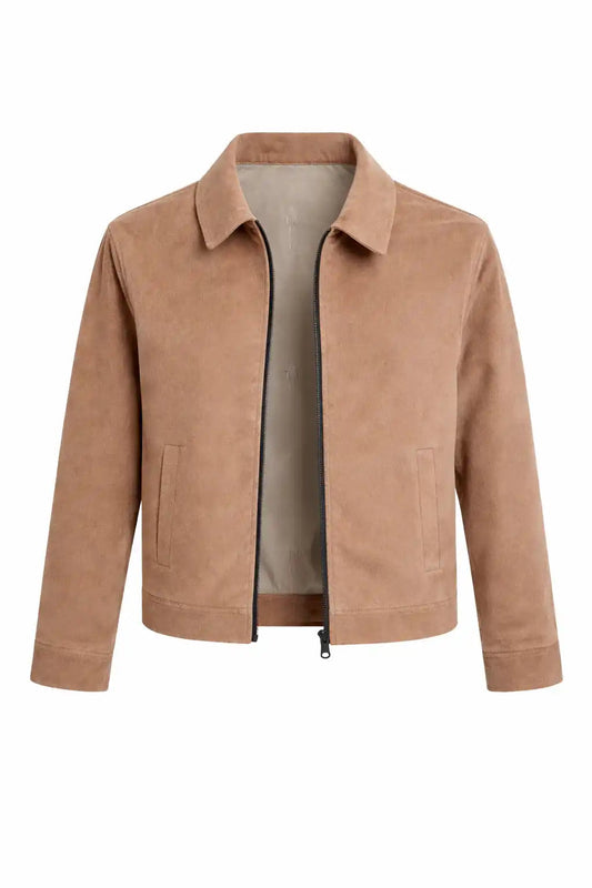 Suede-Texture Zip Jacket