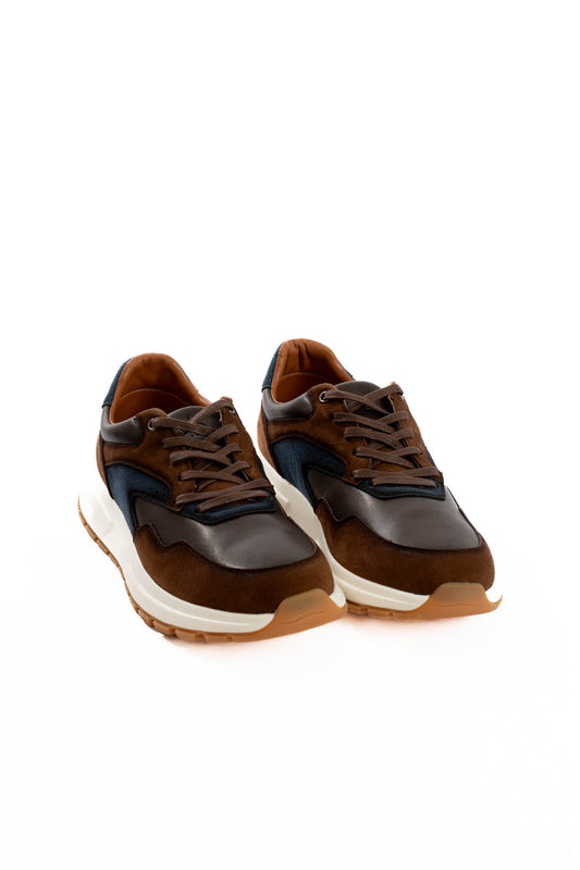 Brown Multi-Tone Leather Sneakers