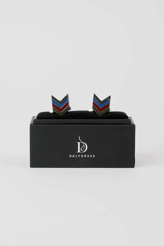 Chevron Enamel Zinc-Alloy Cufflinks