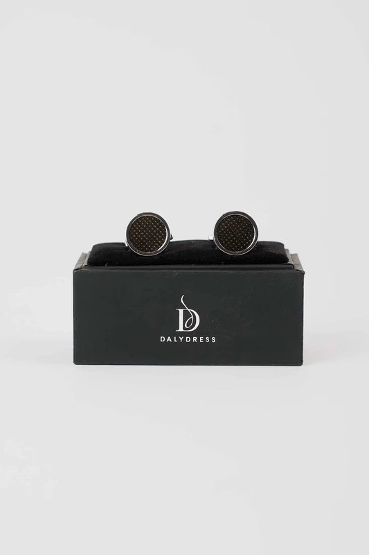 Premium Dual-Tone Textured Round Cufflinks