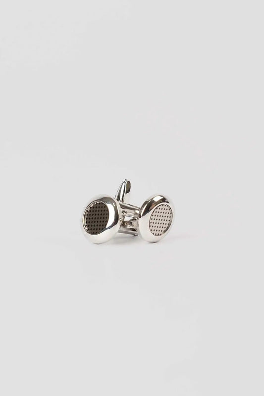 Premium Polished Round Cufflinks with Micro-Dot Center