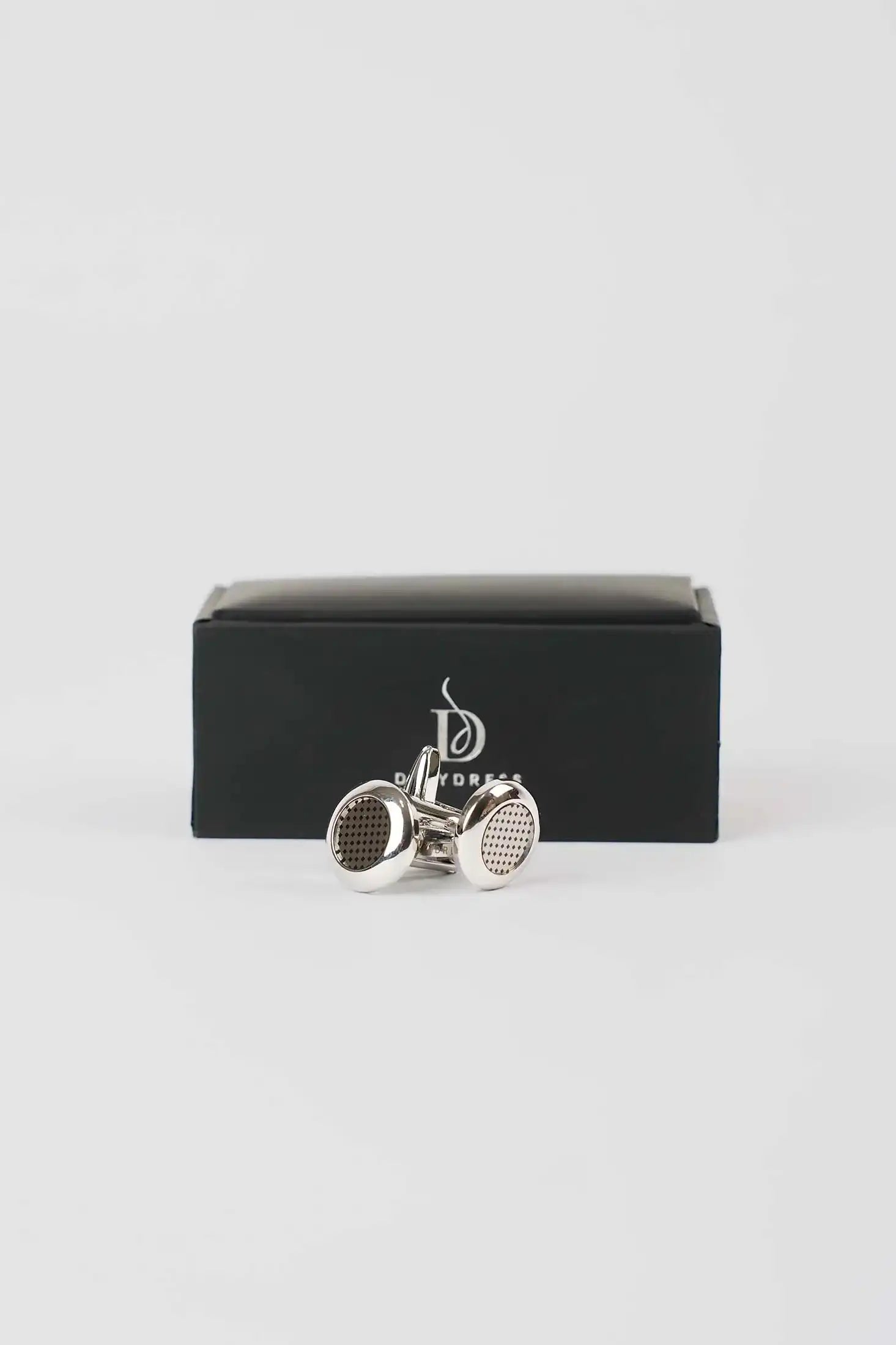 Premium Polished Round Cufflinks with Micro-Dot Center