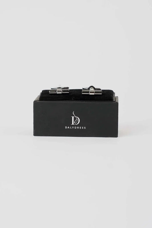 Modern Dual-Tone Cylinder Cufflinks