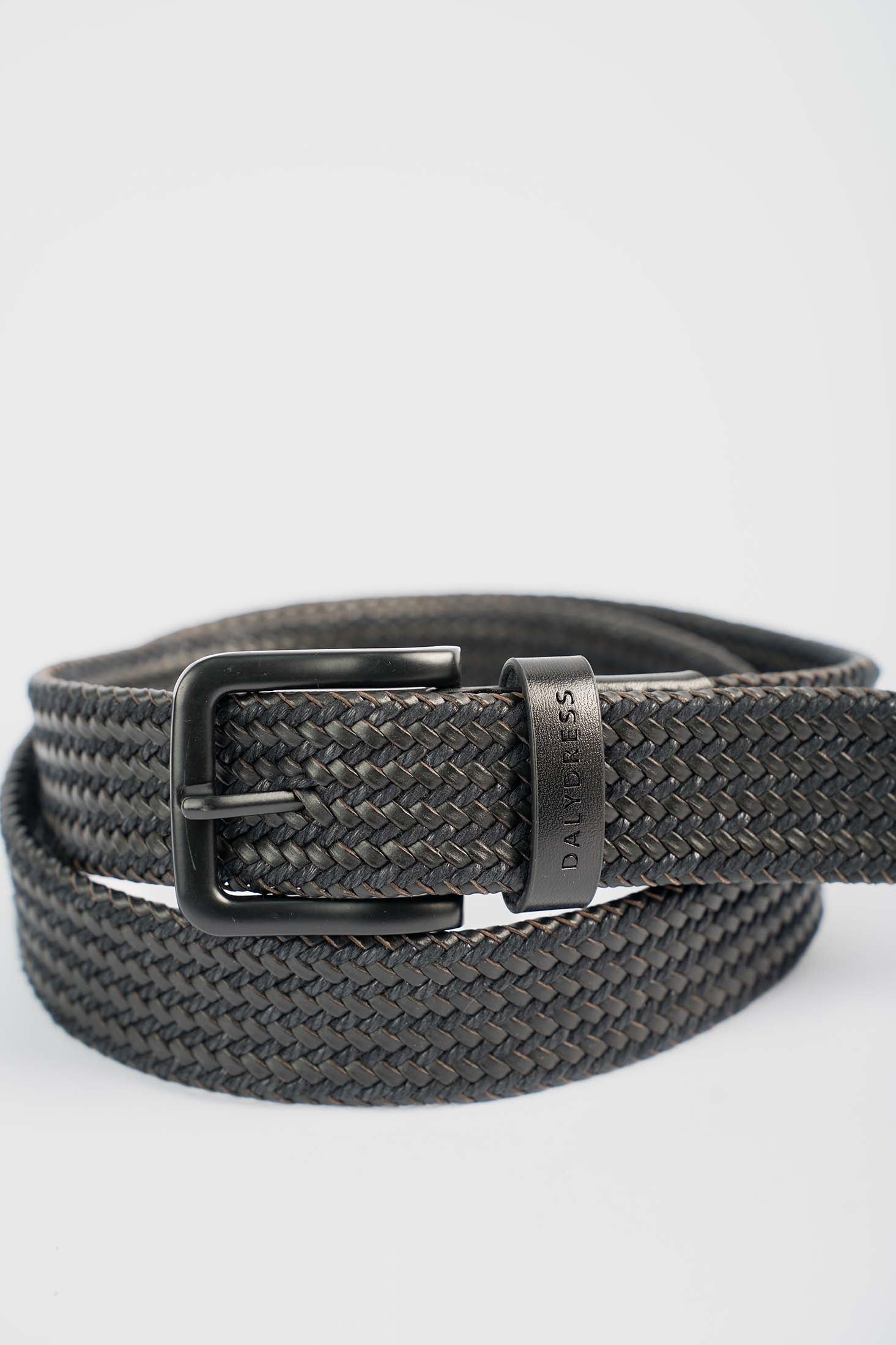 Charcoal Woven Leather Belt