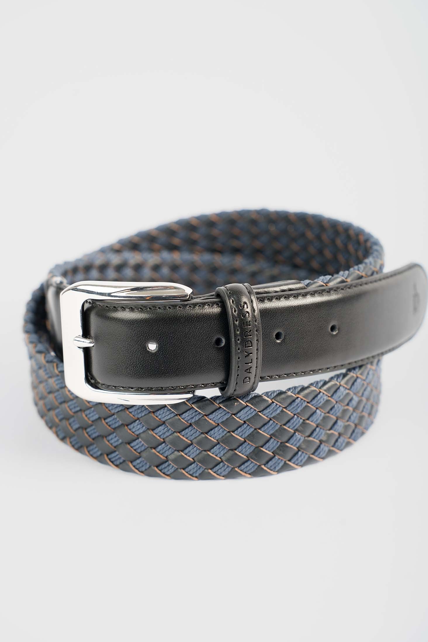 Steel Blue Woven Leather Belt