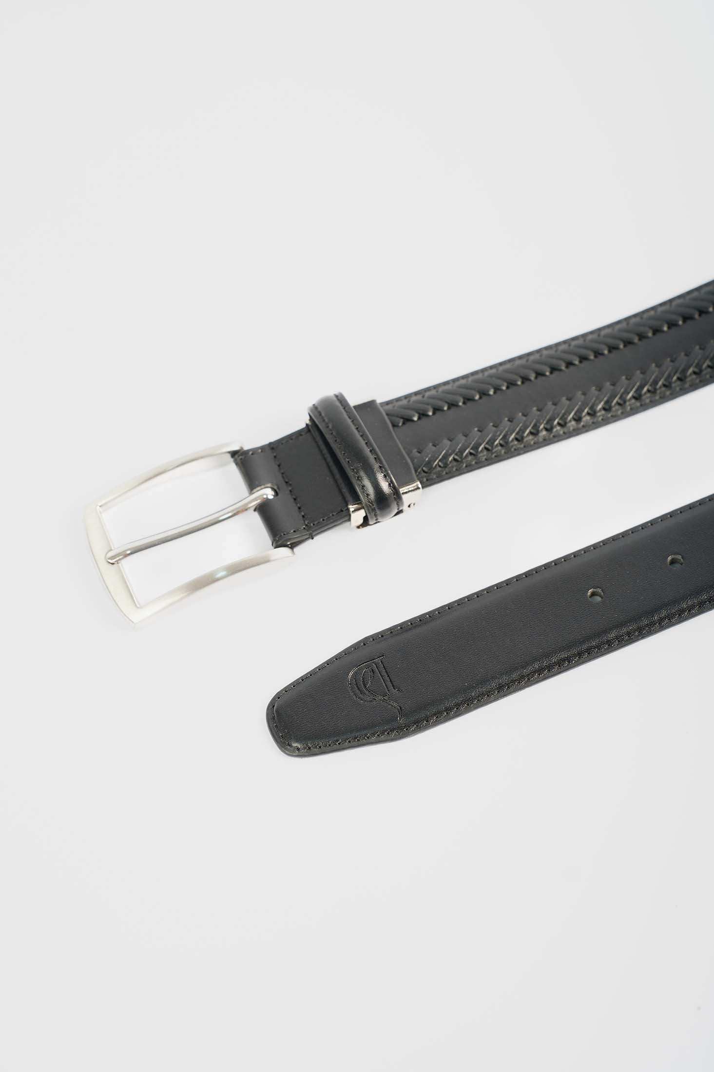 Textured Chevron Leather Belt