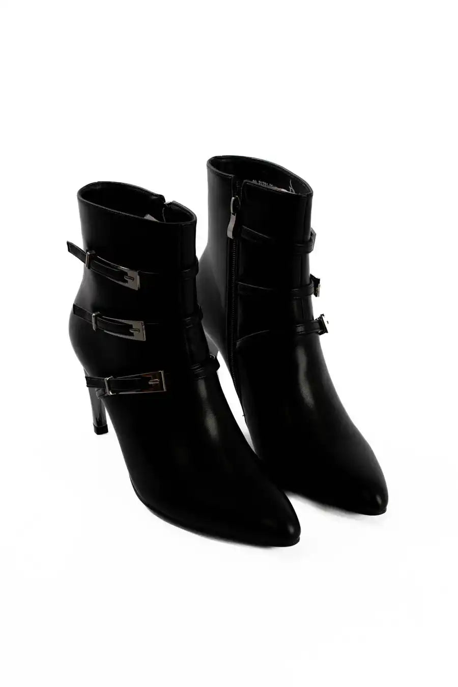 Triple Buckle Stiletto Heel Ankle Boots