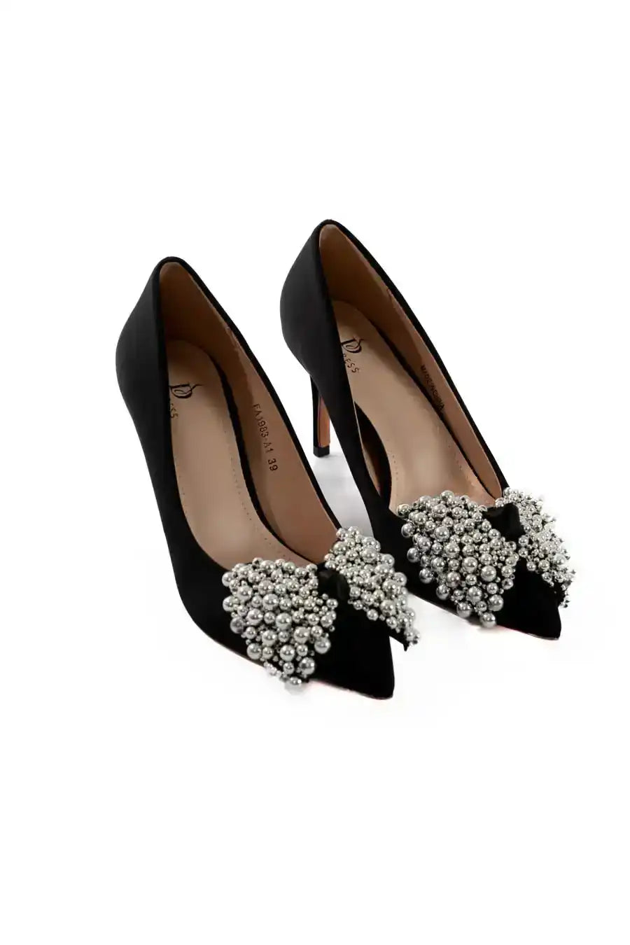 Satin Embellished Stiletto Heels