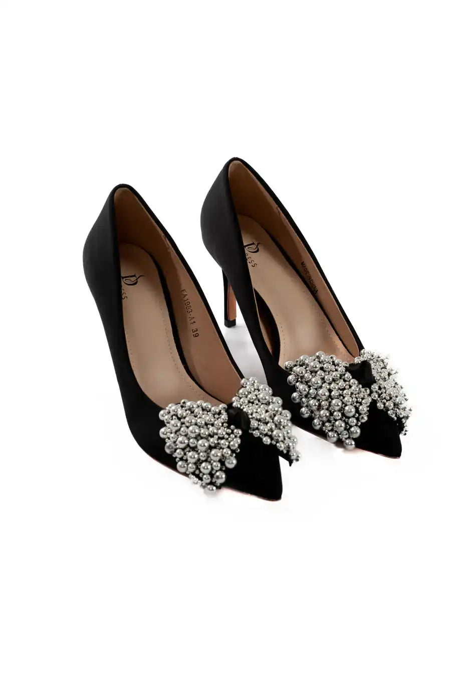 Satin Embellished Stiletto Heels