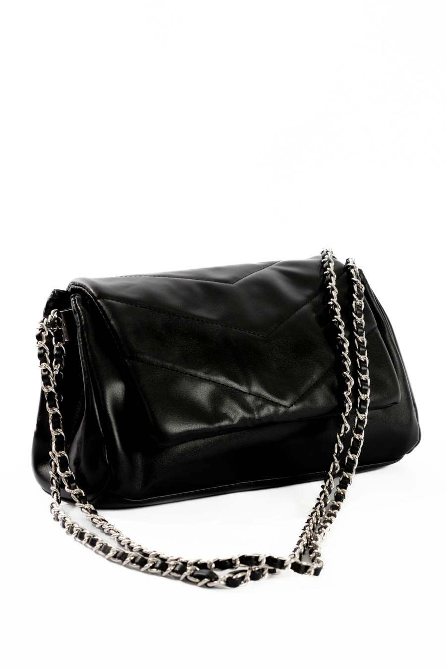 Black Chain-Handle Shoulder Bag