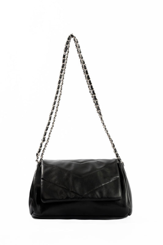 Black Chain-Handle Shoulder Bag