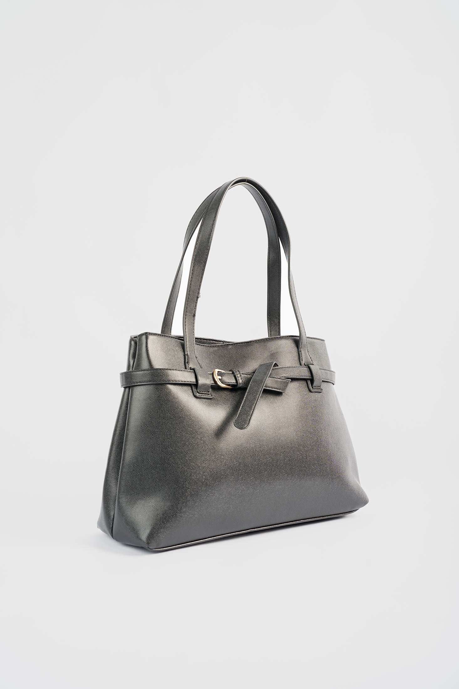 Textured Shoulder-Bag with Decorative Belt