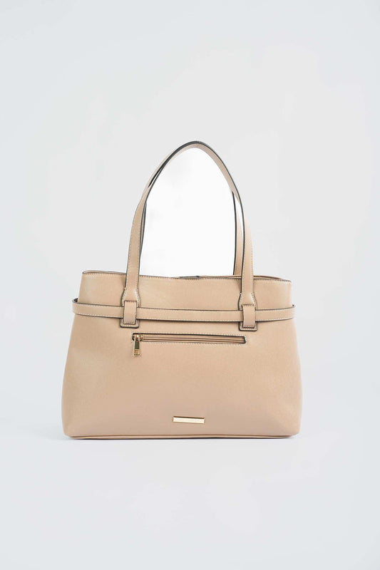 Textured Shoulder-Bag with Decorative Belt