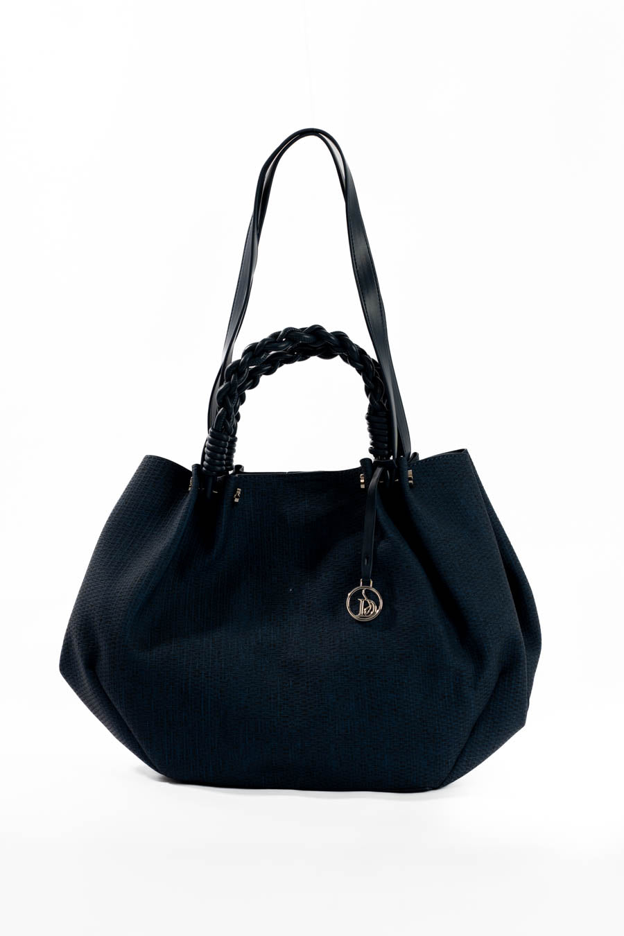 Midnight Braided-Handle Tote Set