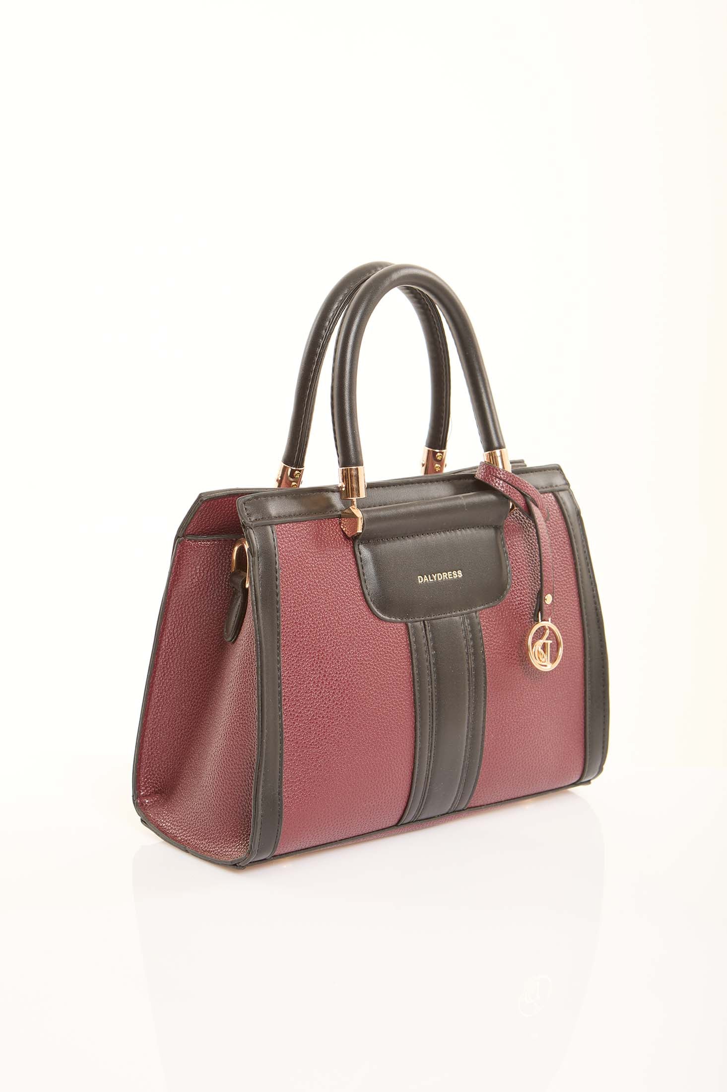 Burgundy & Espresso Structured Handbag