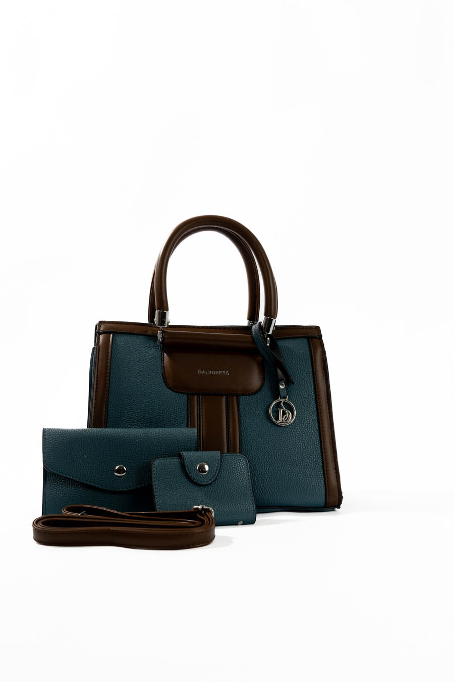 Teal & Brown Structured Handbag