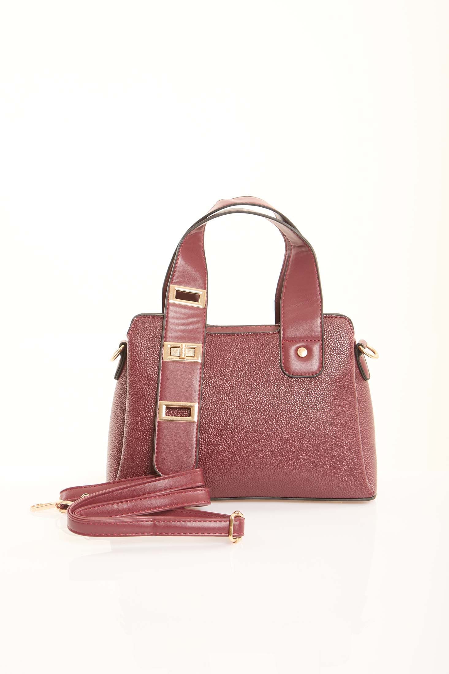 Rosewood Textured Top-Handle Bag