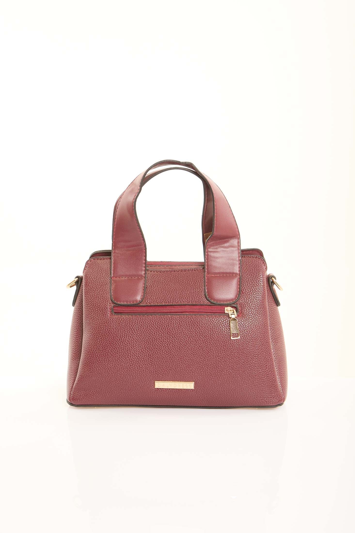 Rosewood Textured Top-Handle Bag