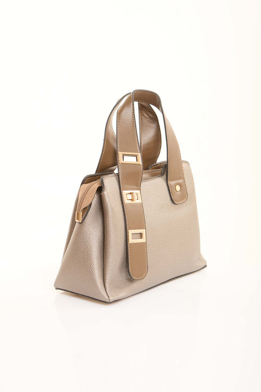 Champagne Textured Top-Handle Bag