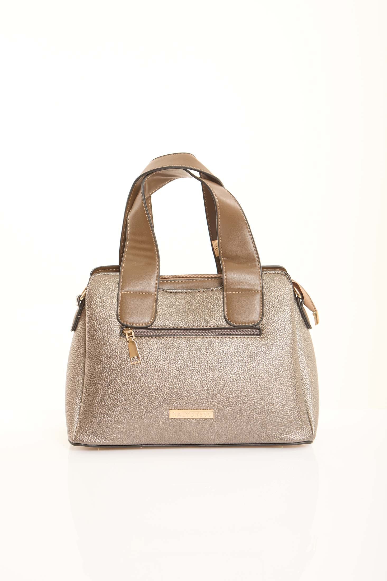 Champagne Textured Top-Handle Bag