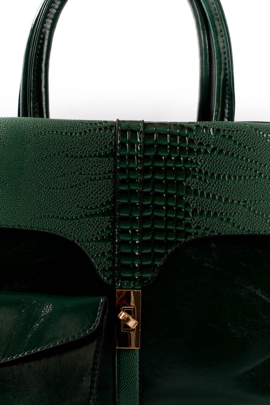 Emerald Croc-Embossed Structured Handbag