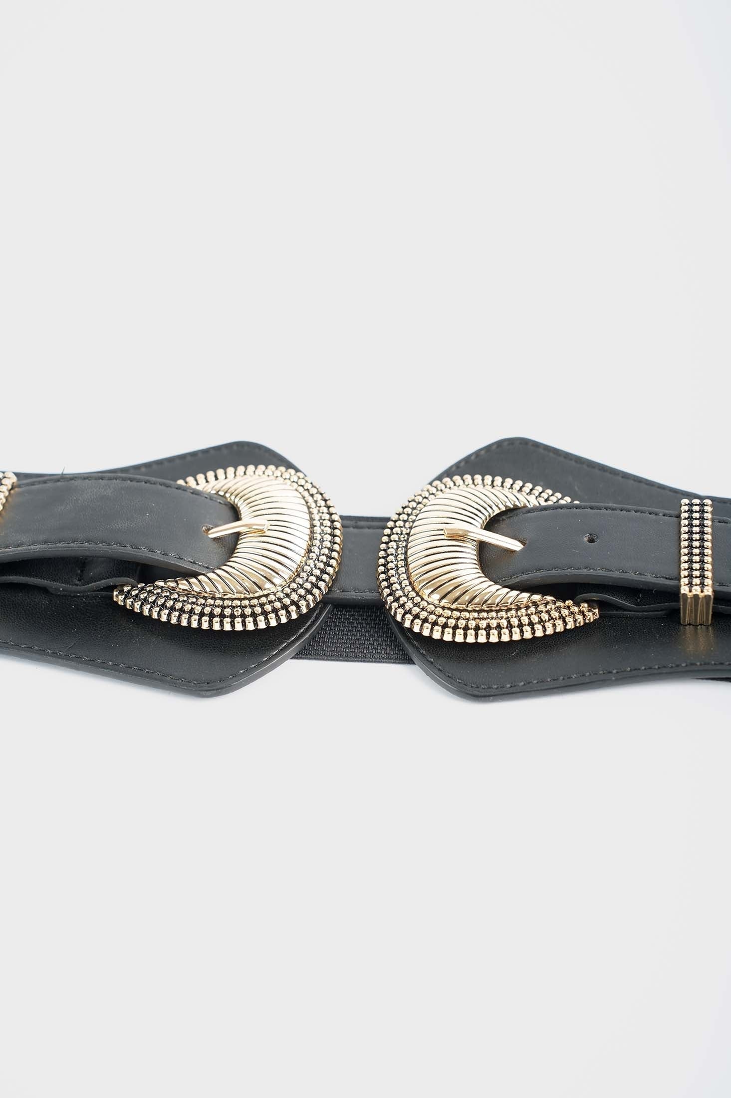 Black Elastic Statement Belt