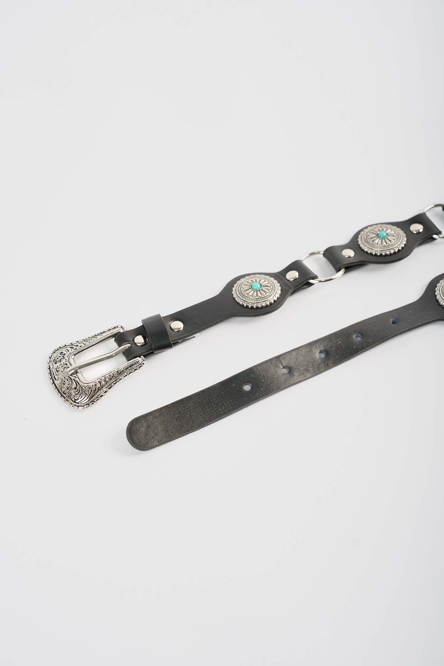 Black Leather Turquoise Stud Belt