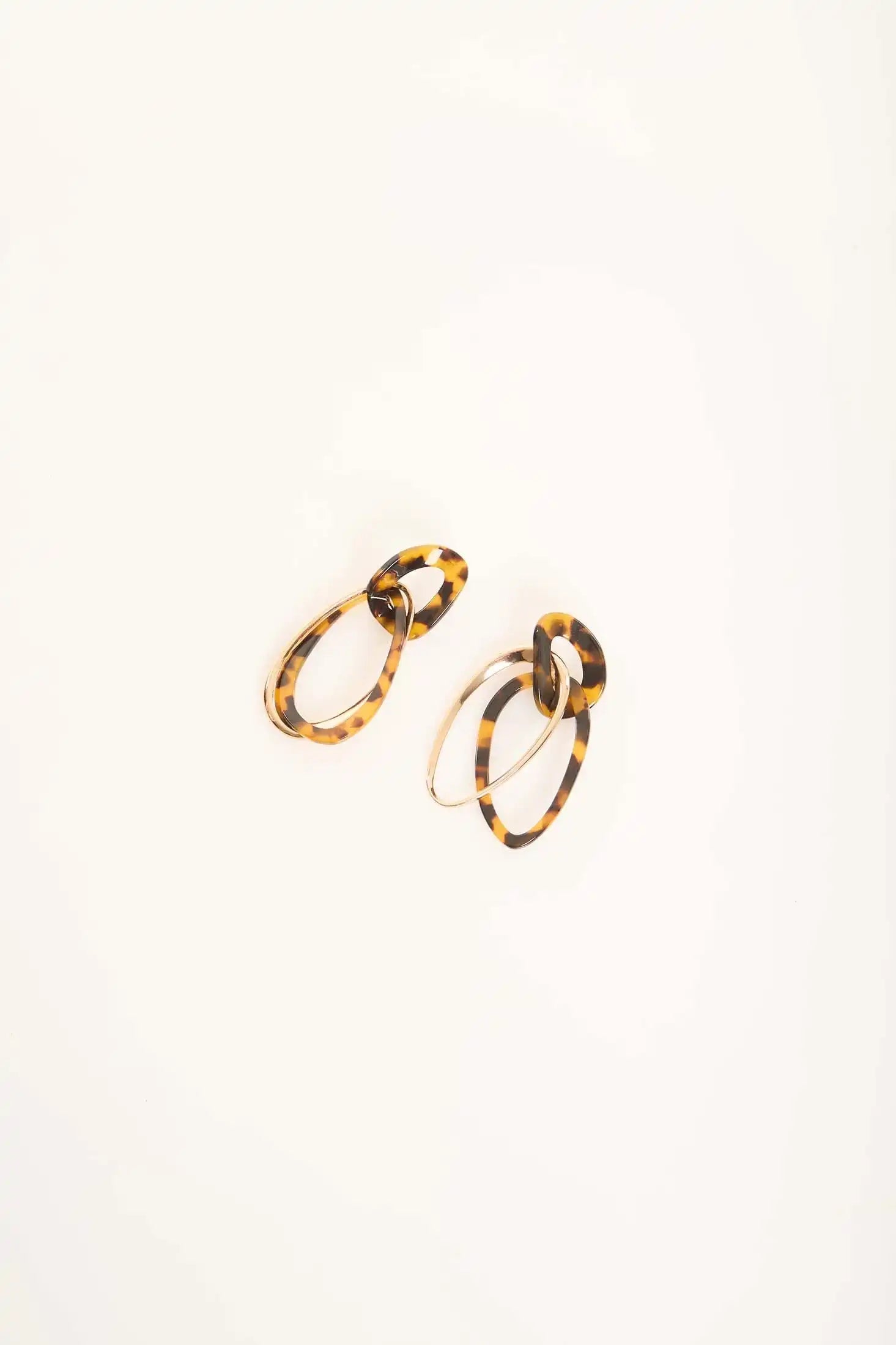 Patterned Double Oval Drop Earrings