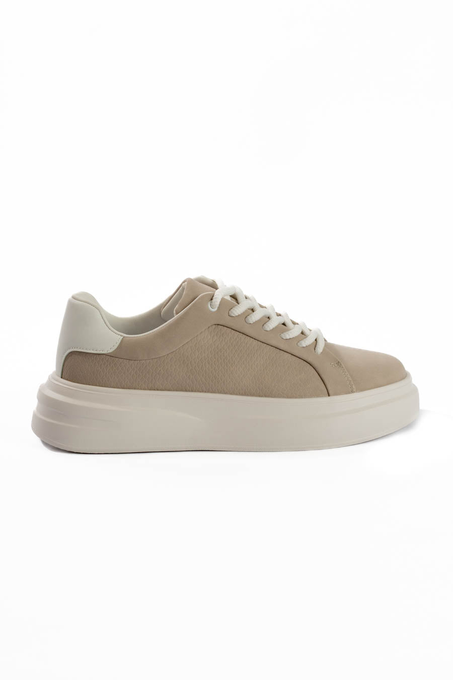Beige Essential Lace-Up Sneakers
