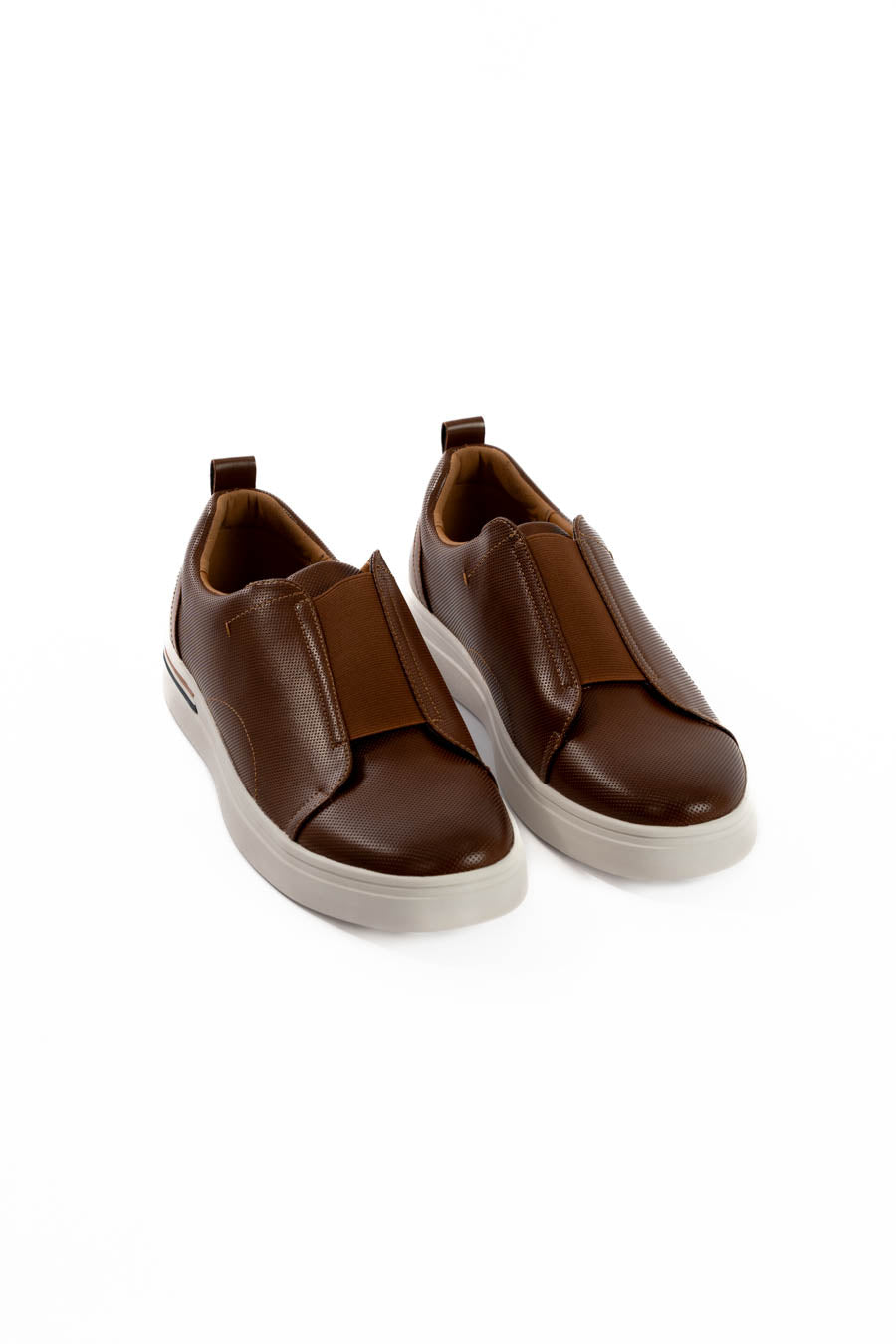 Cognac Leather Slip-On Sneakers