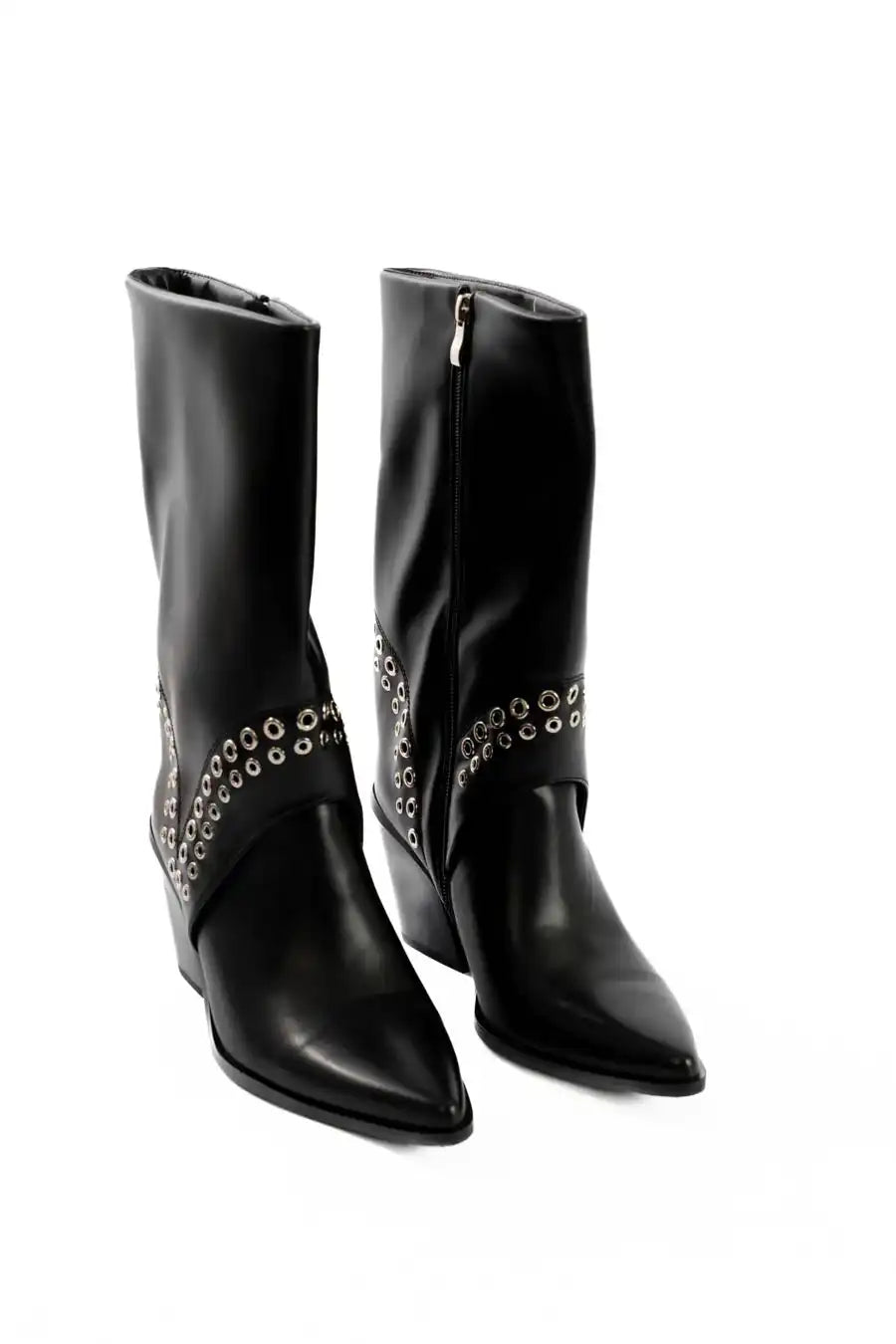 Studded Pointed Toe PU Boots
