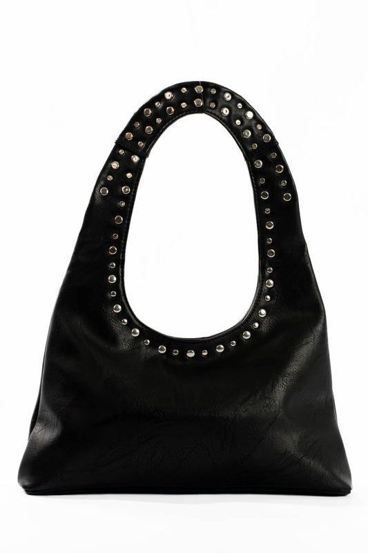 Midnight Studded Hobo Bag