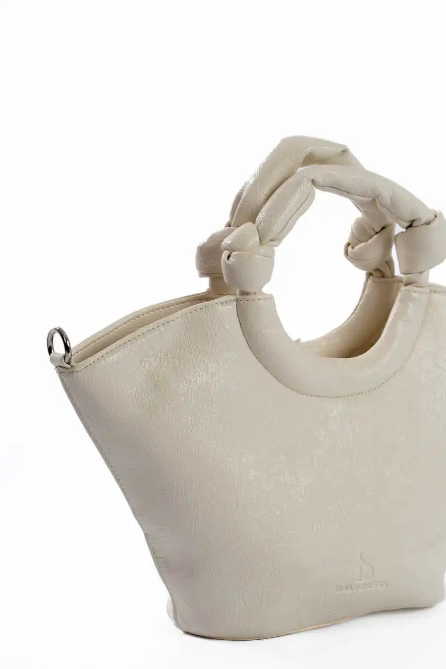 Circular Knotted Handle Leather Handbag