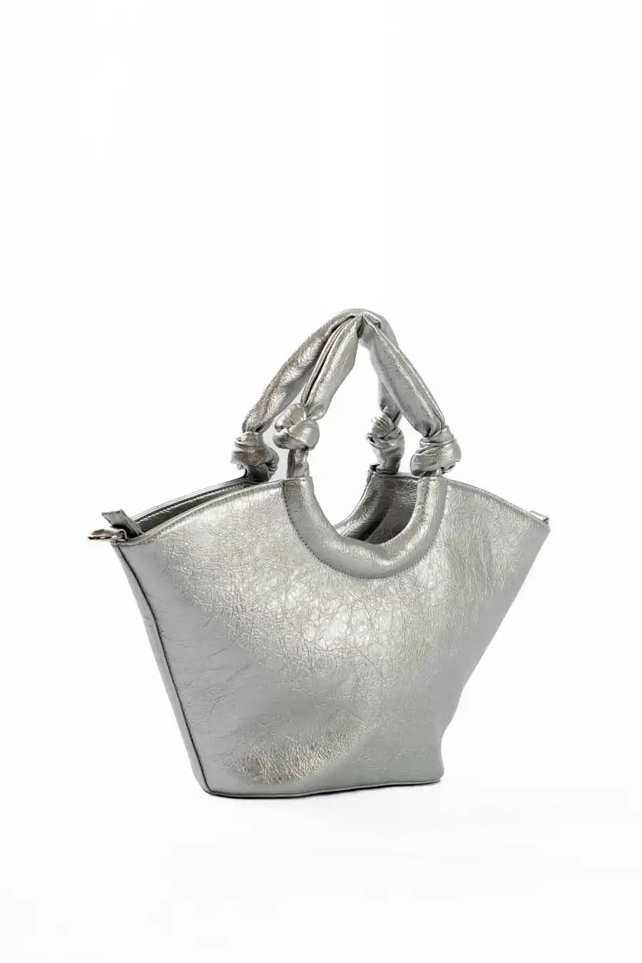 Circular Knotted Handle Leather Handbag