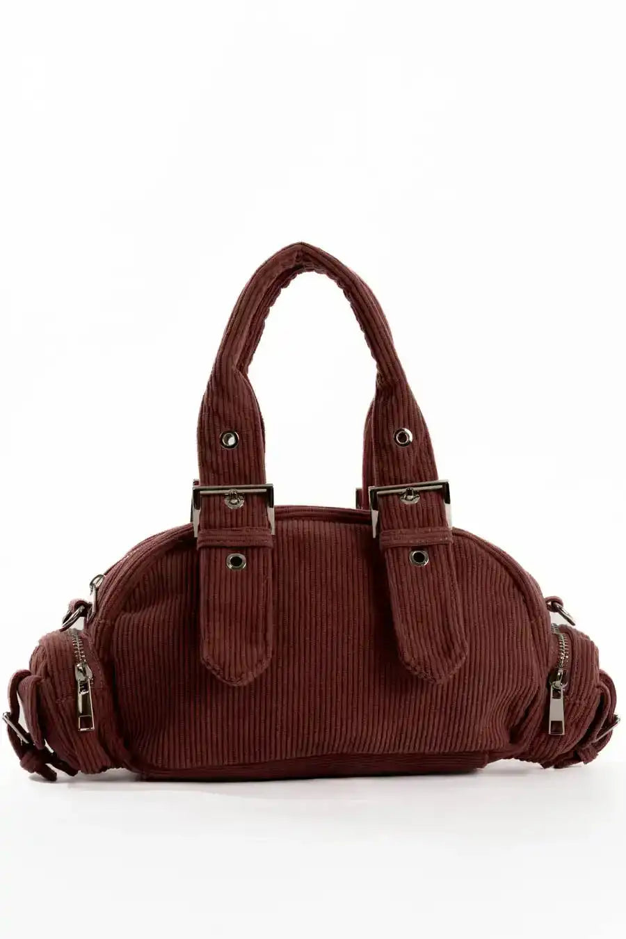 Corduroy Buckled Handle Casual Handbag